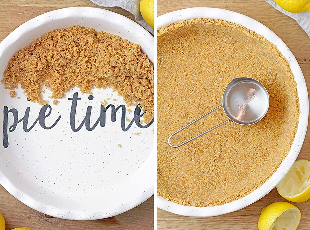 This crust is so easy to make with just three ingredients. Mix graham cracker crumbs, melted butter, and sugar, then press the mixture into a 9-inch pie plate. Bake at 350°F (175°C) for 8-10 minutes until lightly golden.