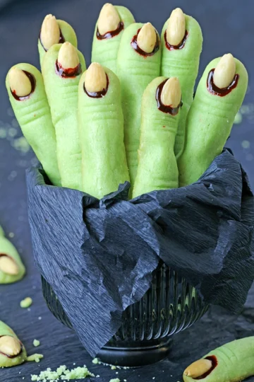 Spooky Witch Finger Cookies on Halloween party plate