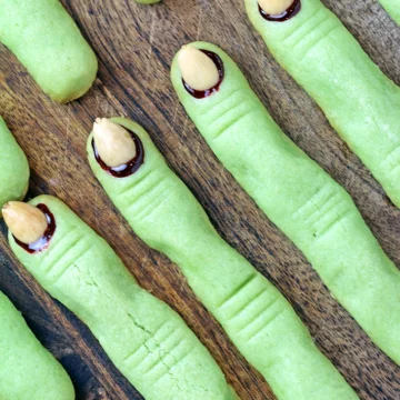 Halloween party table featuring spooky Witch Finger Cookies
