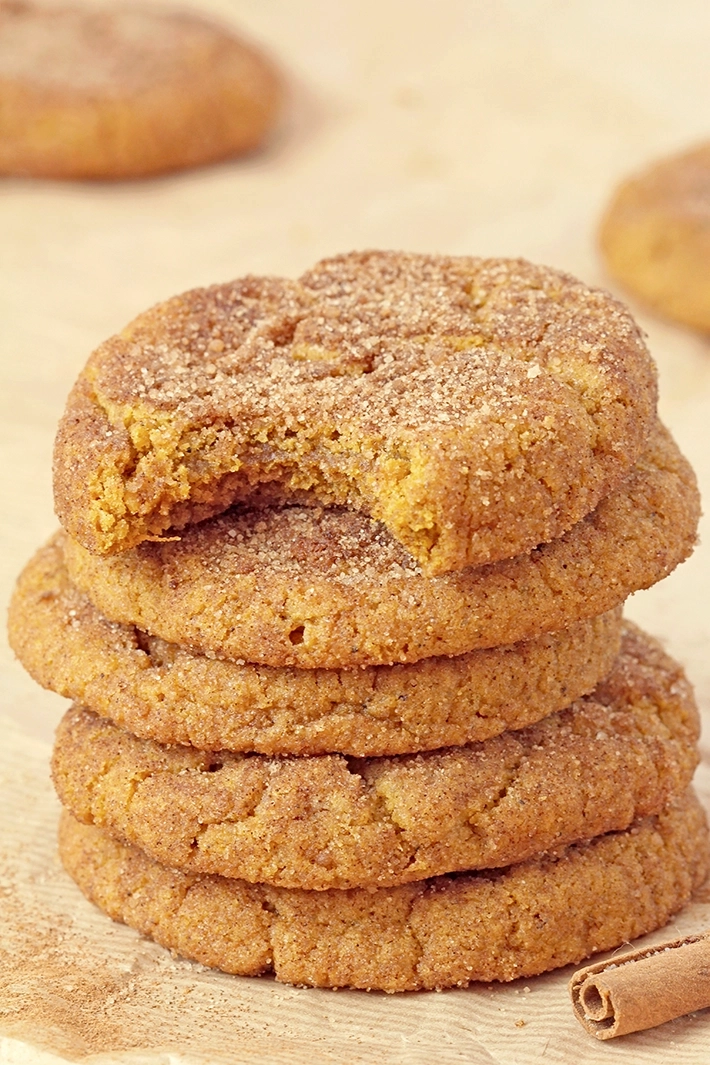 Brown Butter Pumpkin Snickerdoodles coated in cinnamon sugar, soft and chewy fall cookies