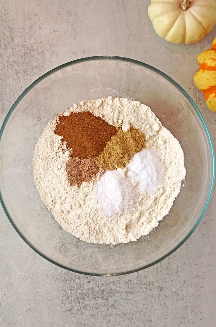 Step 2: Combine the dry ingredients — flour, spices, baking soda, cream of tartar, and salt.