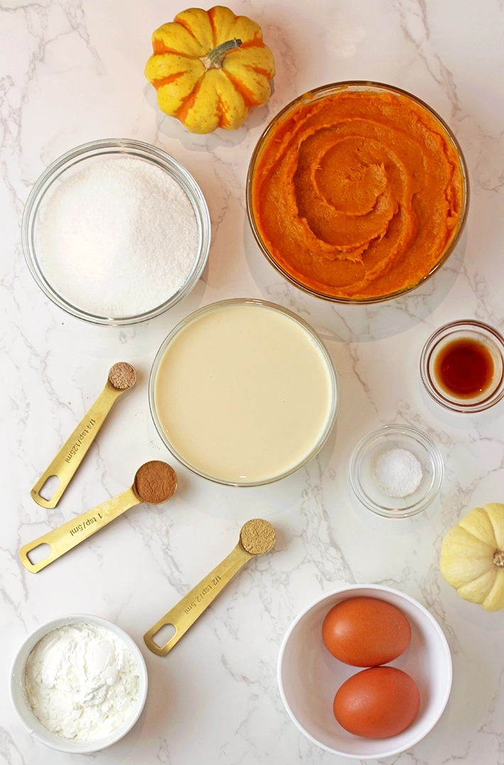 Necessary ingredients for Easy Crustless Pumpkin Pie: