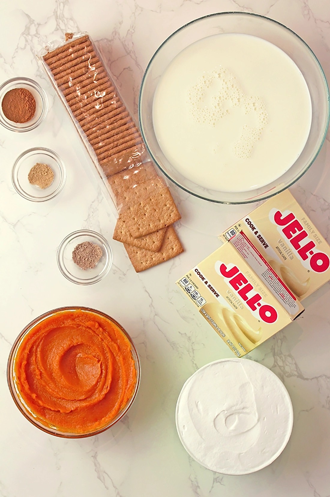 Ingredients for Pumpkin Eclair Cake: