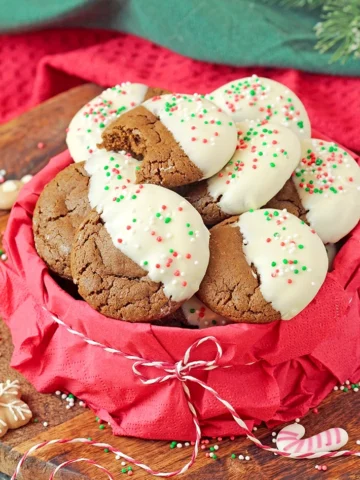 White Chocolate Dipped Gingerbread Cookies