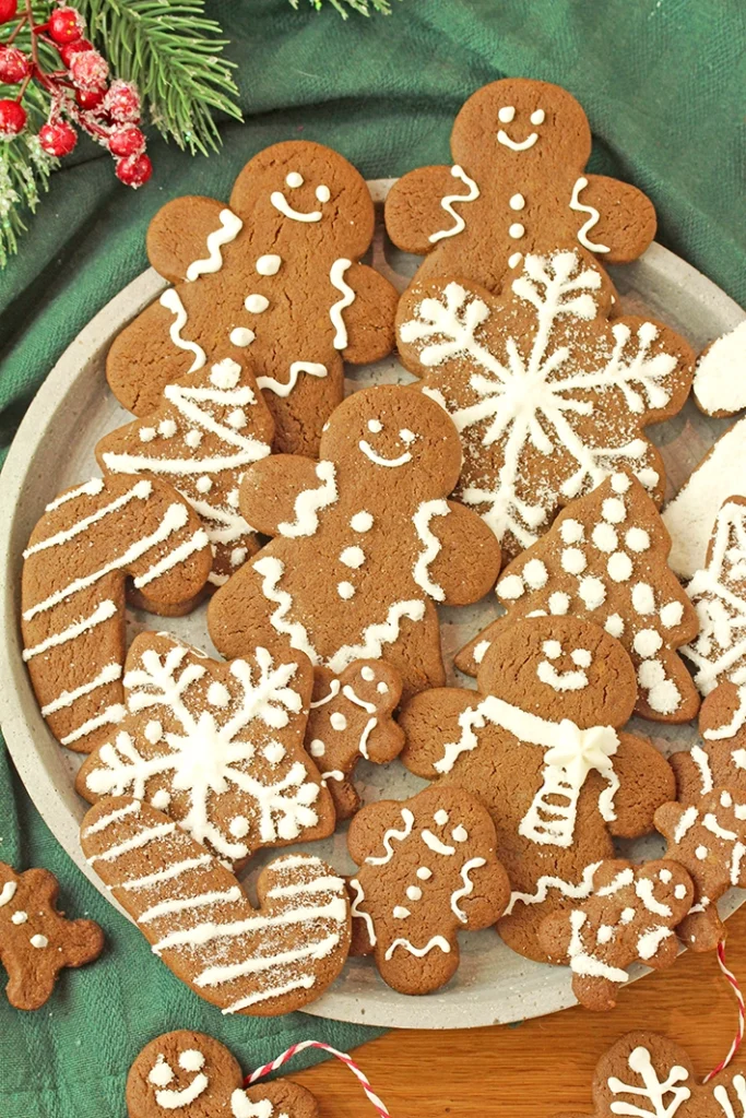 These Soft Gingerbread Cookies with Royal Icing are a simple homemade recipe for Christmas and Holiday baking. Made with warm spices and rich molasses, they stay soft and hold their shape while baking, which makes them ideal for decorating with royal icing.