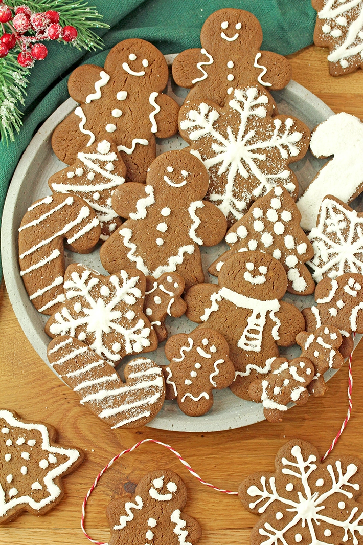 Soft Gingerbread Cookies with Royal Icing