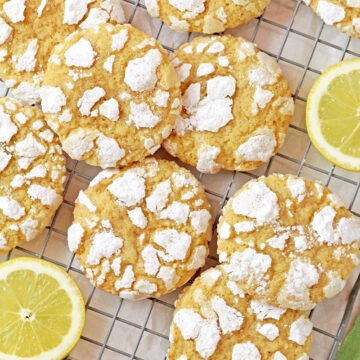 Easy Lemon Crinkle Cookies – Soft & Chewy with fresh lemon juice and zest, perfect for Easter! Tender, chewy, and coated in powdered sugar for the ultimate crinkle.