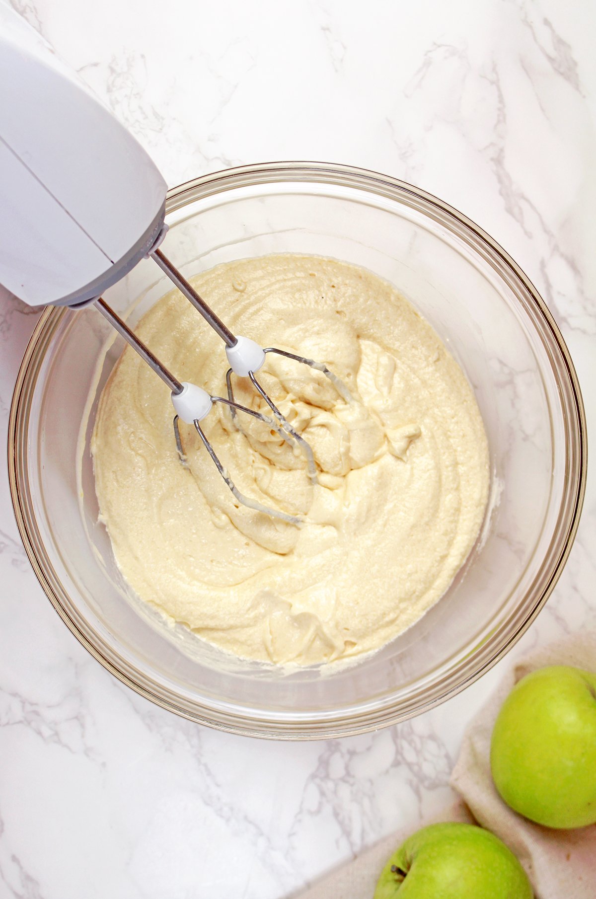 Step 3 - Batter being prepared in a mixing bowl.